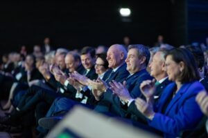 BayWa AG 100 years event, board members sitting and clapping