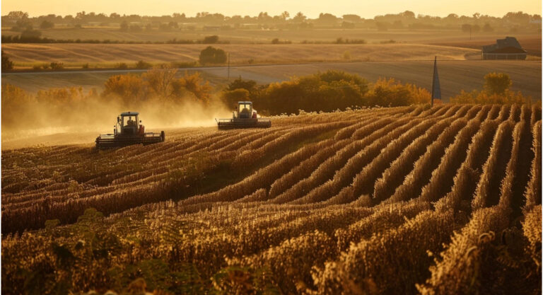 Two tractors harvesting